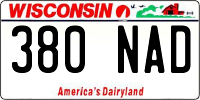 WI license plate 380NAD