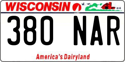 WI license plate 380NAR