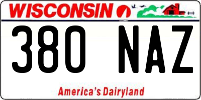 WI license plate 380NAZ