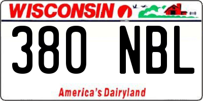 WI license plate 380NBL
