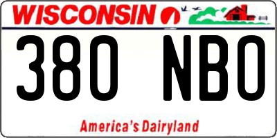 WI license plate 380NBO