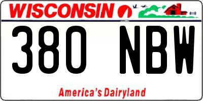WI license plate 380NBW
