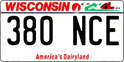 WI license plate 380NCE