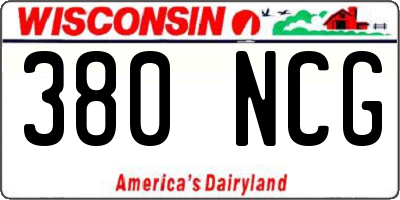 WI license plate 380NCG