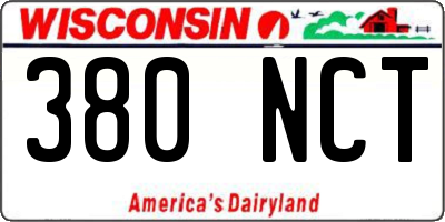 WI license plate 380NCT