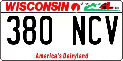 WI license plate 380NCV