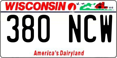 WI license plate 380NCW