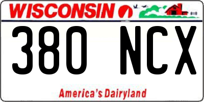 WI license plate 380NCX