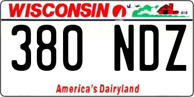 WI license plate 380NDZ