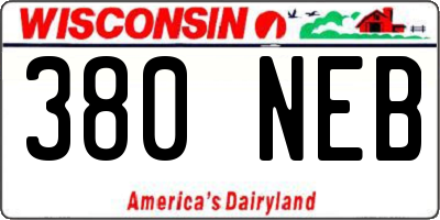 WI license plate 380NEB