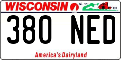 WI license plate 380NED