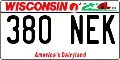 WI license plate 380NEK
