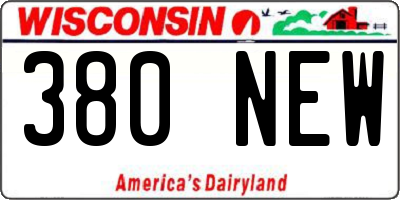 WI license plate 380NEW