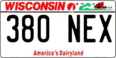 WI license plate 380NEX