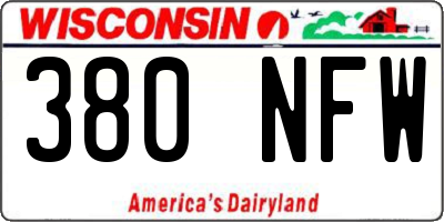WI license plate 380NFW