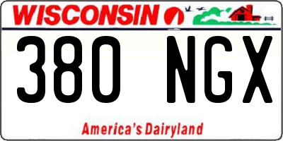 WI license plate 380NGX