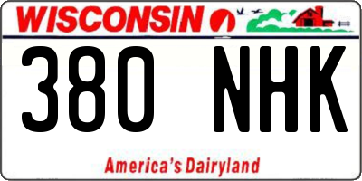 WI license plate 380NHK
