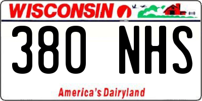 WI license plate 380NHS