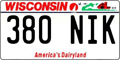 WI license plate 380NIK