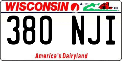 WI license plate 380NJI