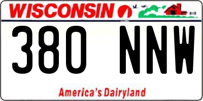 WI license plate 380NNW