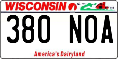 WI license plate 380NOA