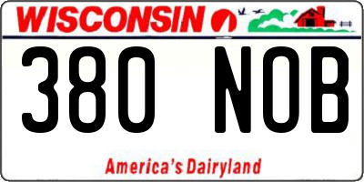 WI license plate 380NOB