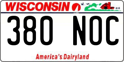 WI license plate 380NOC