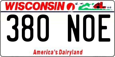WI license plate 380NOE