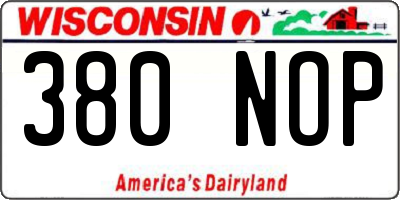 WI license plate 380NOP