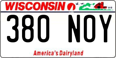 WI license plate 380NOY
