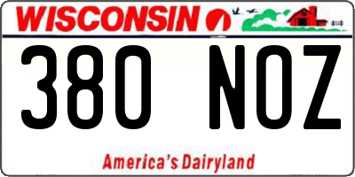 WI license plate 380NOZ