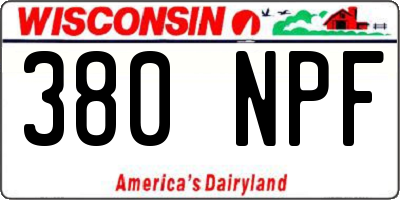 WI license plate 380NPF