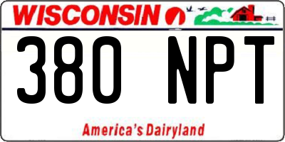 WI license plate 380NPT