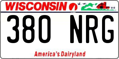 WI license plate 380NRG