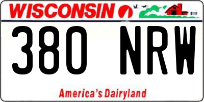 WI license plate 380NRW