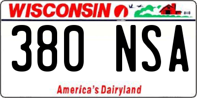 WI license plate 380NSA