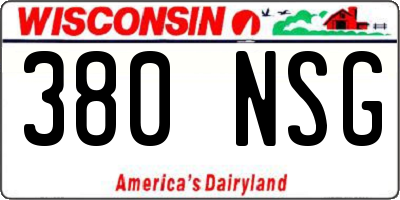WI license plate 380NSG