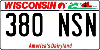 WI license plate 380NSN