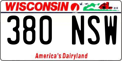 WI license plate 380NSW