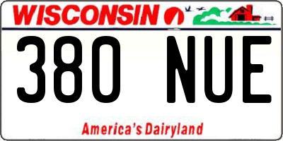 WI license plate 380NUE