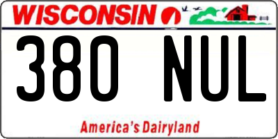 WI license plate 380NUL