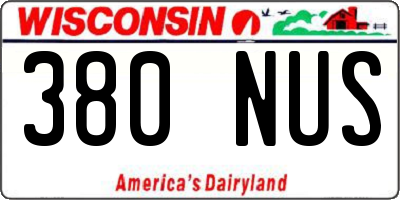 WI license plate 380NUS