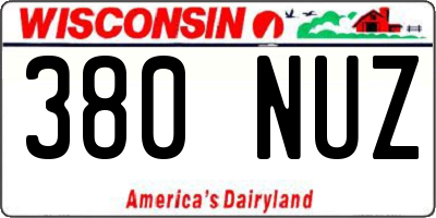 WI license plate 380NUZ