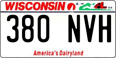 WI license plate 380NVH