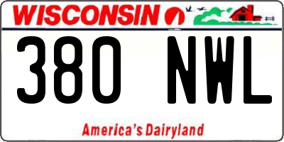 WI license plate 380NWL