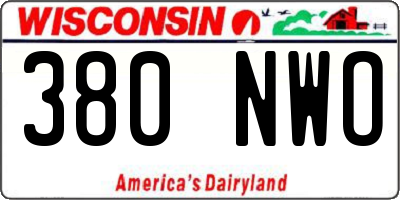 WI license plate 380NWO