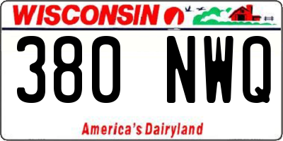 WI license plate 380NWQ
