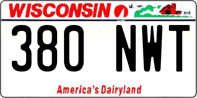 WI license plate 380NWT