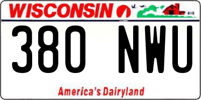 WI license plate 380NWU